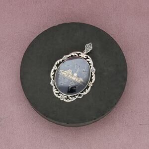 sterling silver vintage siam nielloware scroll pendant